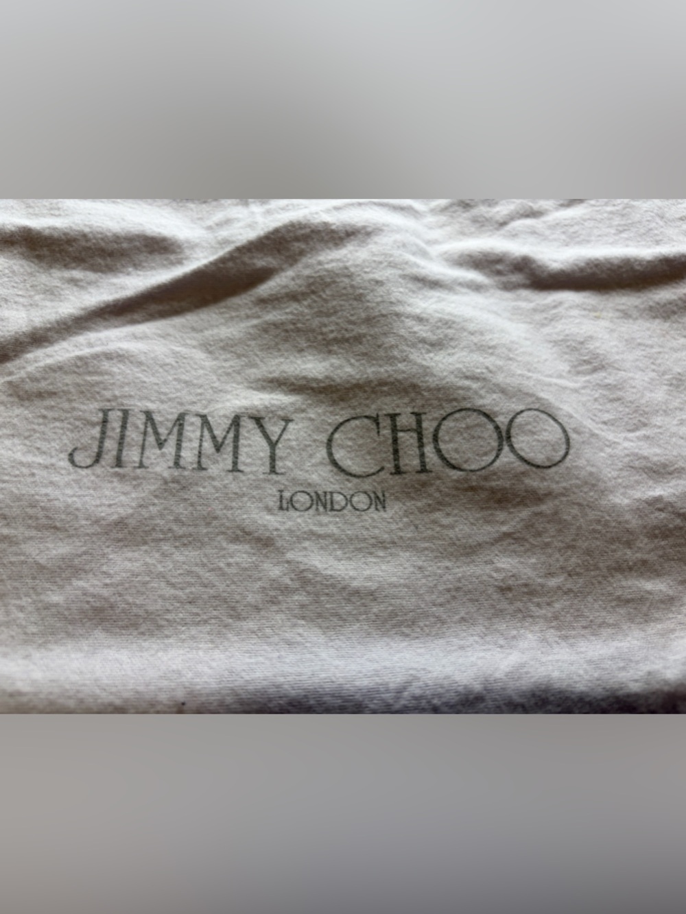 Jimmy Choo Dust Bag in Off-White with Gray Logo